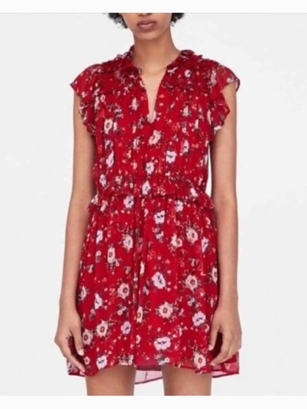 NWT Zara ruffled floral dress size S